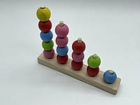 Сортер деревянный для детей разноцветный 21х16 см веселые бусинки из экоматериала