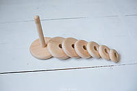 Детская деревянная пирамидка классическая экопродукт логическая игрушка для малышей 8.5х21см