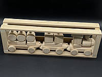 Дитяча дерев'яна іграшка "Потяг" з натурального дерева (паровозик і два вагони) в пакованні
