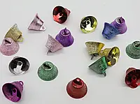 Колокольчики разноцветные с покрытием блестками металлический фурнитура для декорирования сувениров микс разме