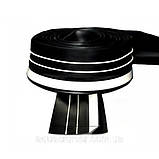 Захисний привальний брус 80мм ПВХ з бризковідбійником для надувного човна чорний з білими смужками, фото 3