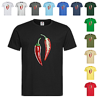 Черная мужская/унисекс футболка С рисунком перец чили (30-13-5)