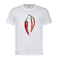 Белая мужская/унисекс футболка С рисунком перец чили (30-13-5-білий)