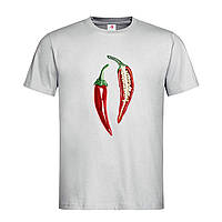 Светло-серая мужская/унисекс футболка С рисунком перец чили (30-13-5-світло-сірий меланж)
