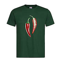 Темно-зеленая мужская/унисекс футболка С рисунком перец чили (30-13-5-темно-зелений)