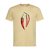 Песочная мужская/унисекс футболка С рисунком перец чили (30-13-5-пісочний)
