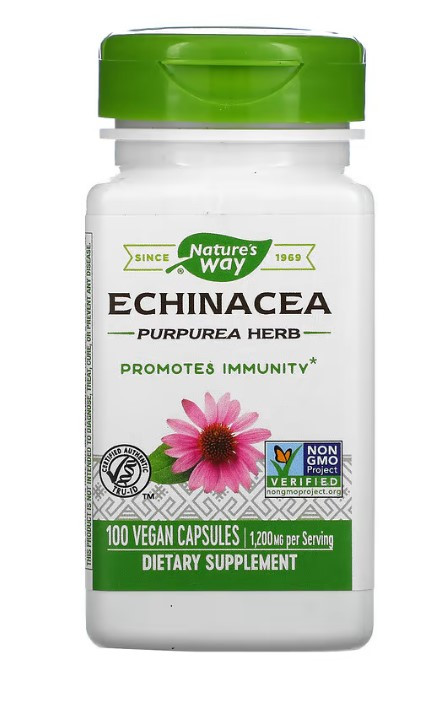Эхинацея, Echinacea Purpurea Herb, Nature's Way, 400 мг, 100 веганских капсул