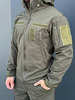 Куртка демісезонна тактична олива soft shell, Осіння військова куртка чоловіча камуфляжна Olive аmu