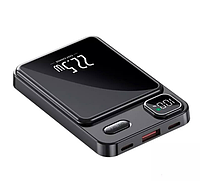 Магнитный павербанк портативный с беспроводной зарядкой 10000 мАч для iPhone, Power Bank Черный