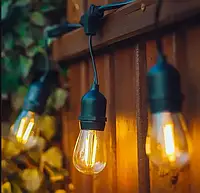 Уличная гирлянда 10 м Гирлянда с ретро лампами Led Edison 15 шт Уличные гирлянды ретро (Праздничные Гирлянды)