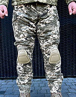 Тактичні штани камуфляжні піксель із наколінниками, Штани військові рипстоп-стійкі зимові утеплені