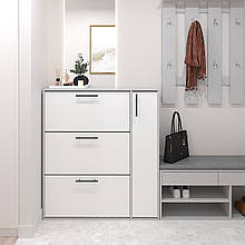 Тумба для взуття ЛДСП 1165х1050х320 мм Сіра\Біла