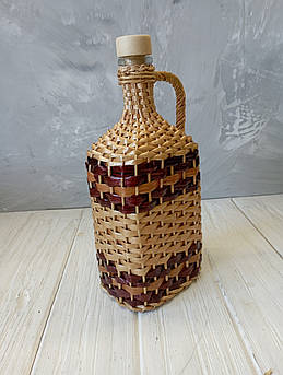 Пляшка скляна обплетена лозою з дерев'яним корком 3 л