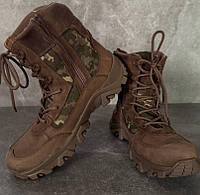 Тактические военные ботинки зимние пиксель, Берцы кожаные кордура утепленные мехом -20
