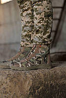 Ботинки для военных кожаные со вставками кордуры камуфляжные, Берцы Delta осень/зима/весна