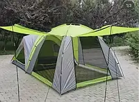 Палатка туристическая с навесом четырёхместная с тамбуром, Палатка полиэстер с непромокаемым покрытием tor