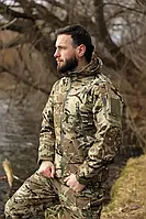 Куртка тактическая мужская Soft Shell мультикам, Куртка военная с водонепроницаемой и ветрозащитной мембраной