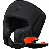 Боксерський шолом RDX T15 Noir Cheek Protector Matte Black L (капа у комплекті)