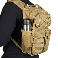 Армійський рюкзак TCB на одне плече койот 20 л, Сумка Oxford 900D з м'якою ортопедичною спинкою 42*26*17 см
