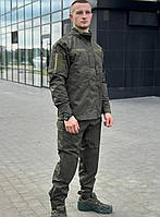 Тактическая мужская форма рип-стоп олива, Китель и штаны хлопок-полиэстер с липучками под нашивки 54