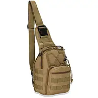 Армейский рюкзак однолямочный койот, Слинг мужской на одно плечо водонепронецаемый нейлон 30*20*15 см