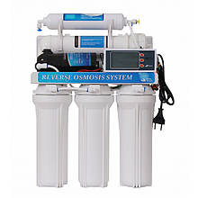 Aquakut Осмос з помпою 50G RO-5 АRС-01 (подвійні ущільнення до колби та фітинг ССК) з електронним контролером та баком 3,2G