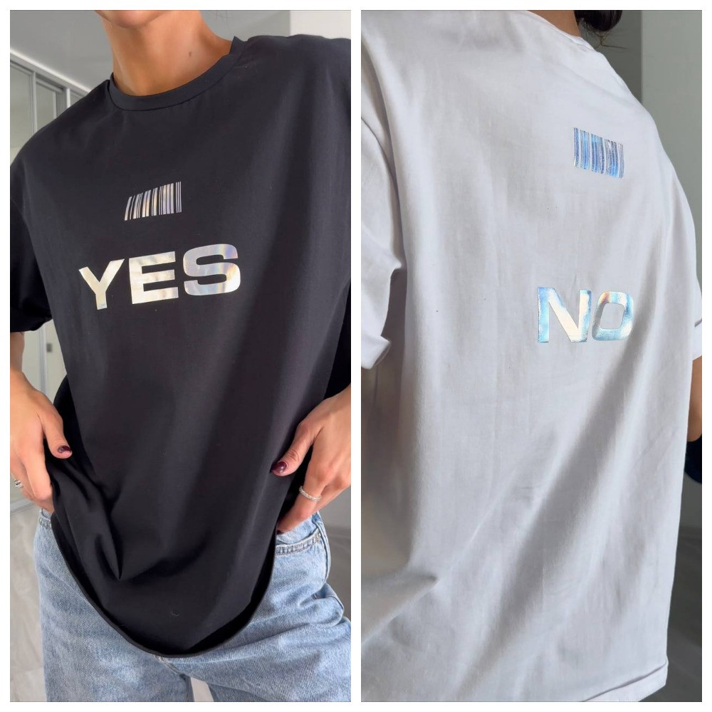 Оверсайз футболка з надписом "Yes-No"