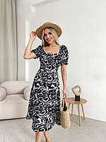 Літня жіноча сукня з корсетними зятяжками Тканина софт Розміри  42-44,  46-48