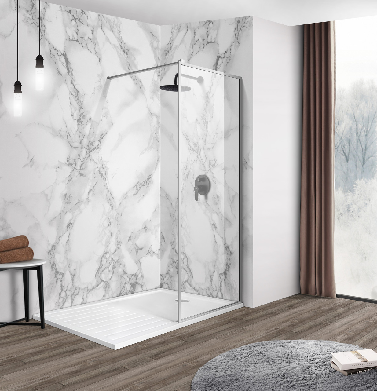 IMPRESE душова стінка WALK-IN з профілем і тримачем, 110*200 см, хром, скло прозоре Арт. s09111001TR