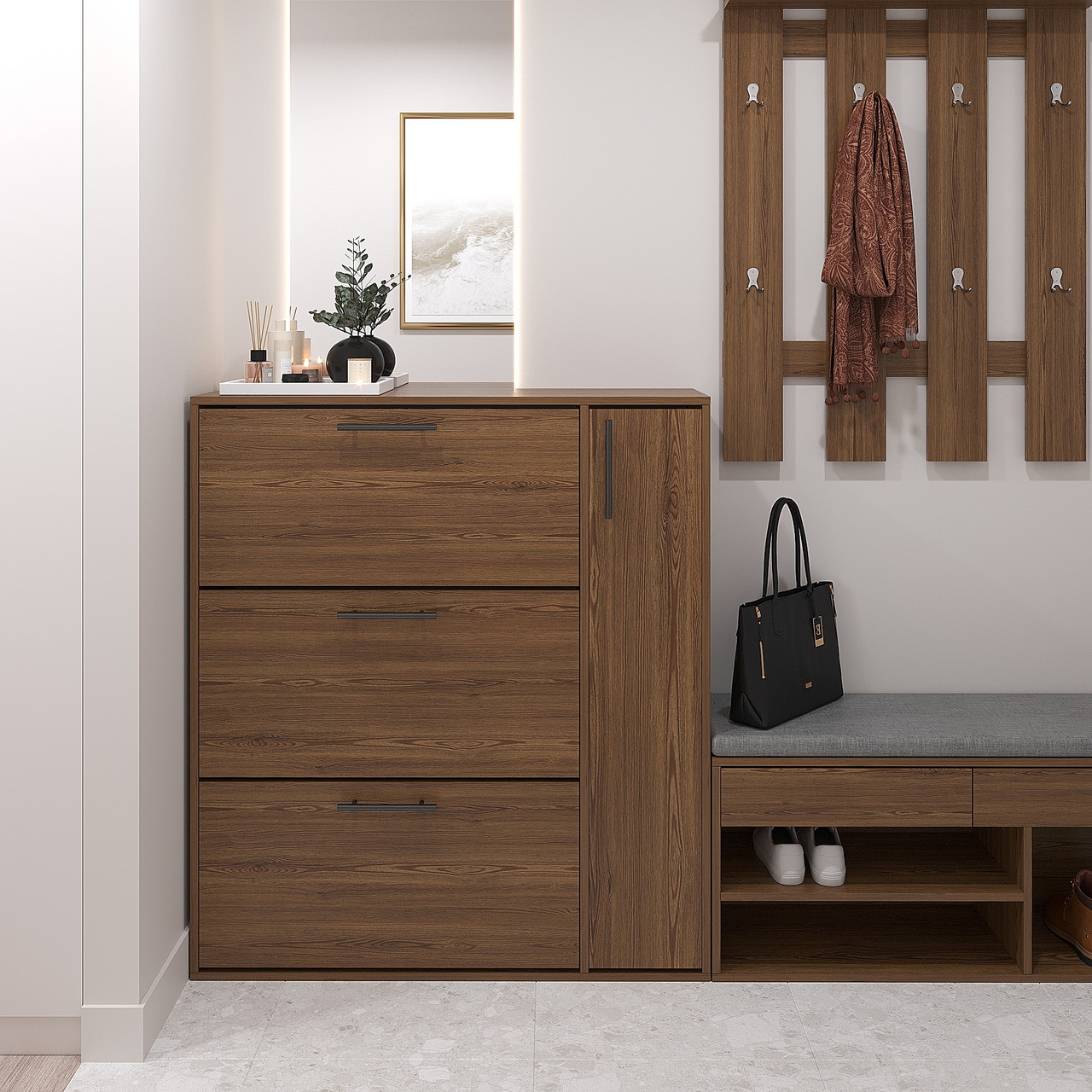 Тумба для взуття ЛДСП 1165х1050х320 мм Дуб Родос, фото 1