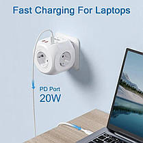 Мережевий фільтр розетка LENCENT 7 в 1 із вимикачем + 2 USB/1TYPE-C, фото 6