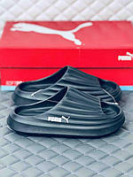 Шлёпанцы женские летние Puma calm slide all black шлепки Пума чёрные