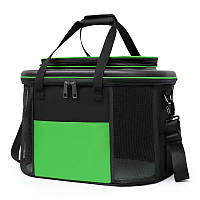 Большая сумка - переноска для кошек и собак 53*23*27 см Black - Green Клетка для перевозки кота