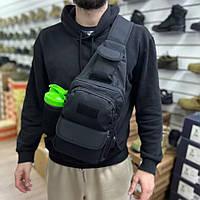 Мужская тактическая сумка средня повседневная военная укрепленная сумка-слинг через плечо черная кордура