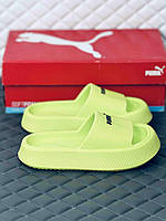 Шлёпанцы женские летние Puma calm slide lime шлепки Пума салатовые