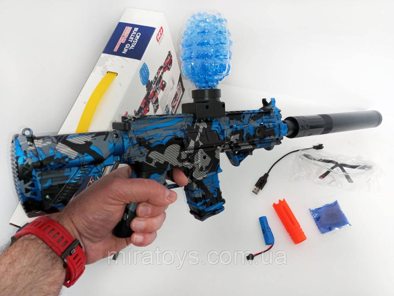 Автомат на орбізах M416 Graffiti Blue на акумуляторі 62 см, орбізи 2000 шт.