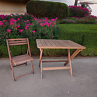 Розкладний Стіл та Стілець з Дерева вільхи для саду та відпочинку на природі