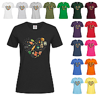 Черная женская футболка С принтом еда (30-13-9)