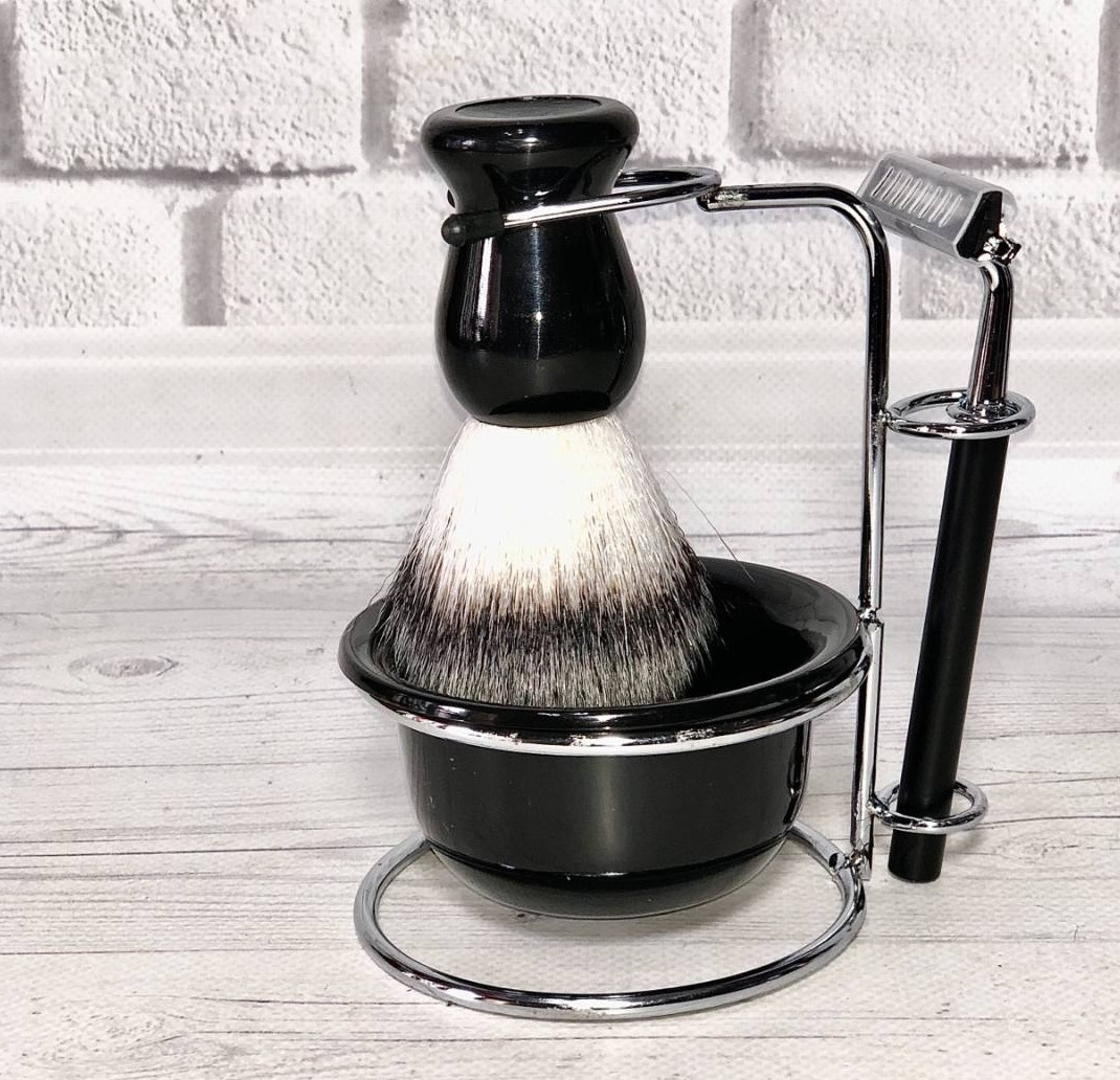 Набір Барбера для бороди миска/помазок/ліпок/підставка