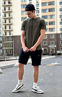 Мужской летний костюм хаки Nike спортивный двойка , Легкий комплект Найк на лето цвета хаки футболка и шорты
