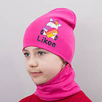 Детская шапка с хомутом КАНТА "Likee" размер 48-52 розовый (OC-852) mn