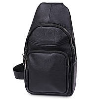 Небольшая кожаная мужская сумка через плечо Vintage 20202 Черный mn