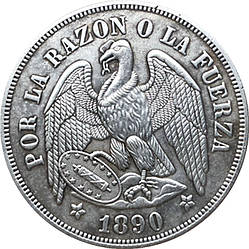 Сувенір монета 1 песо Чилі 1890 року