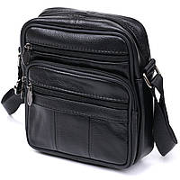 Кожаная небольшая мужская сумка Vintage 20370 Черный mn