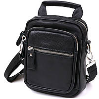 Компактная мужская сумка из натуральной кожи Vintage 20477 Черный mn