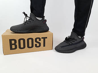 Літні кросівки чоловічі чорні Adidas Yeezy Boost 350 V2 Black Static. Кросівки жіночі Адідас Ізі Буст 350