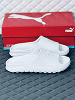 Шлёпки Puma All White мужские белые шлёпанцы Пума белые