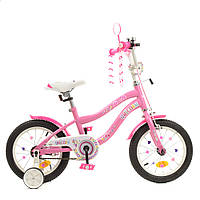 Детский велосипед Profi Unicorn с доп. колесами, 14 дюймов, розовый Y14241