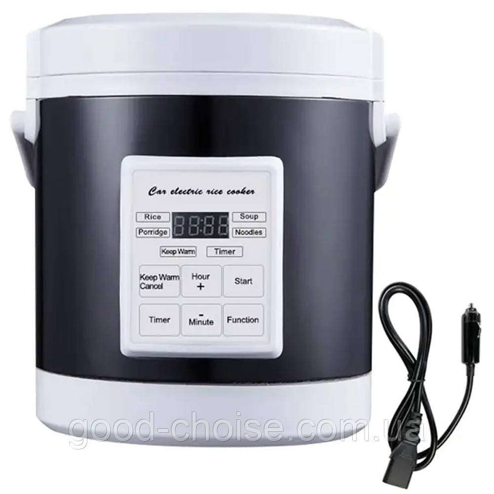Мультиварка в машину 1л, від прикурювача на 12в-24в / Мультиварка автомобільна / Мультиварка для авто, фото 1