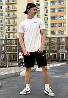 Мужской летний костюм белый Nike спортивный двойка , Легкий комплект Найк на лето белый футболка и шорты